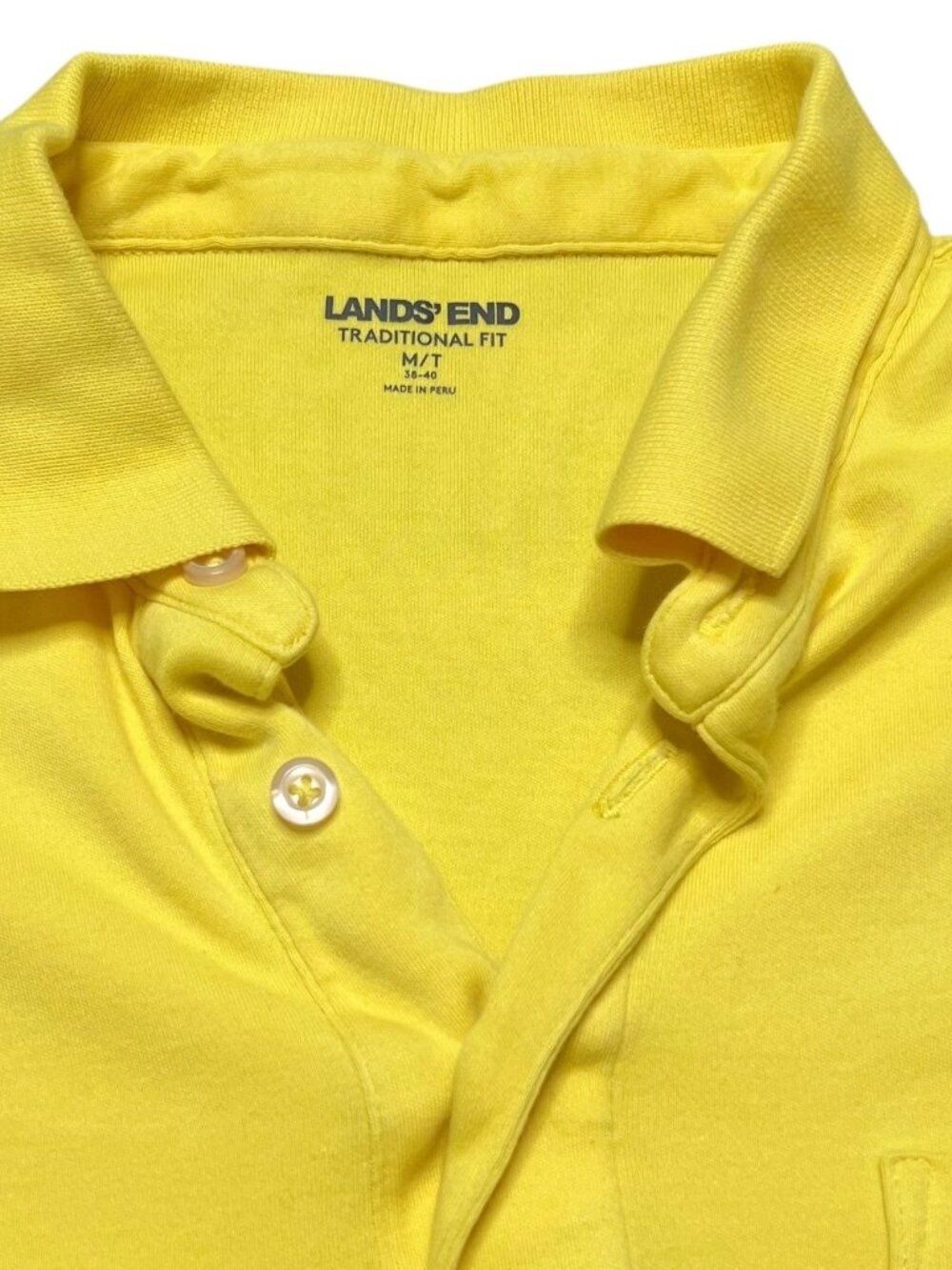 Lands' End Polo Shirt Mens Size M Tall Yellow Traditional Fit 100% Cotton - Picture 2 of 3